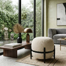 White Sherpa Round Ottoman | OROA Modern Fouston | Oroatrade.com