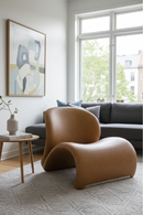 Curved Brown Leather Accent Chair | OROA Modern Donovan