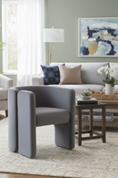 Curved Gray Velvet Accent Chair | OROA Modern Tirta | Oroatrade.com