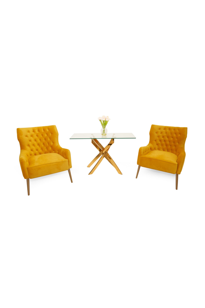 Yellow Velvet Tufted Accent Chair | OROA Modern Everly | Oroatrade.com