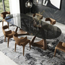 Gray Glass Oval Dining Table | OROA Modern Christine