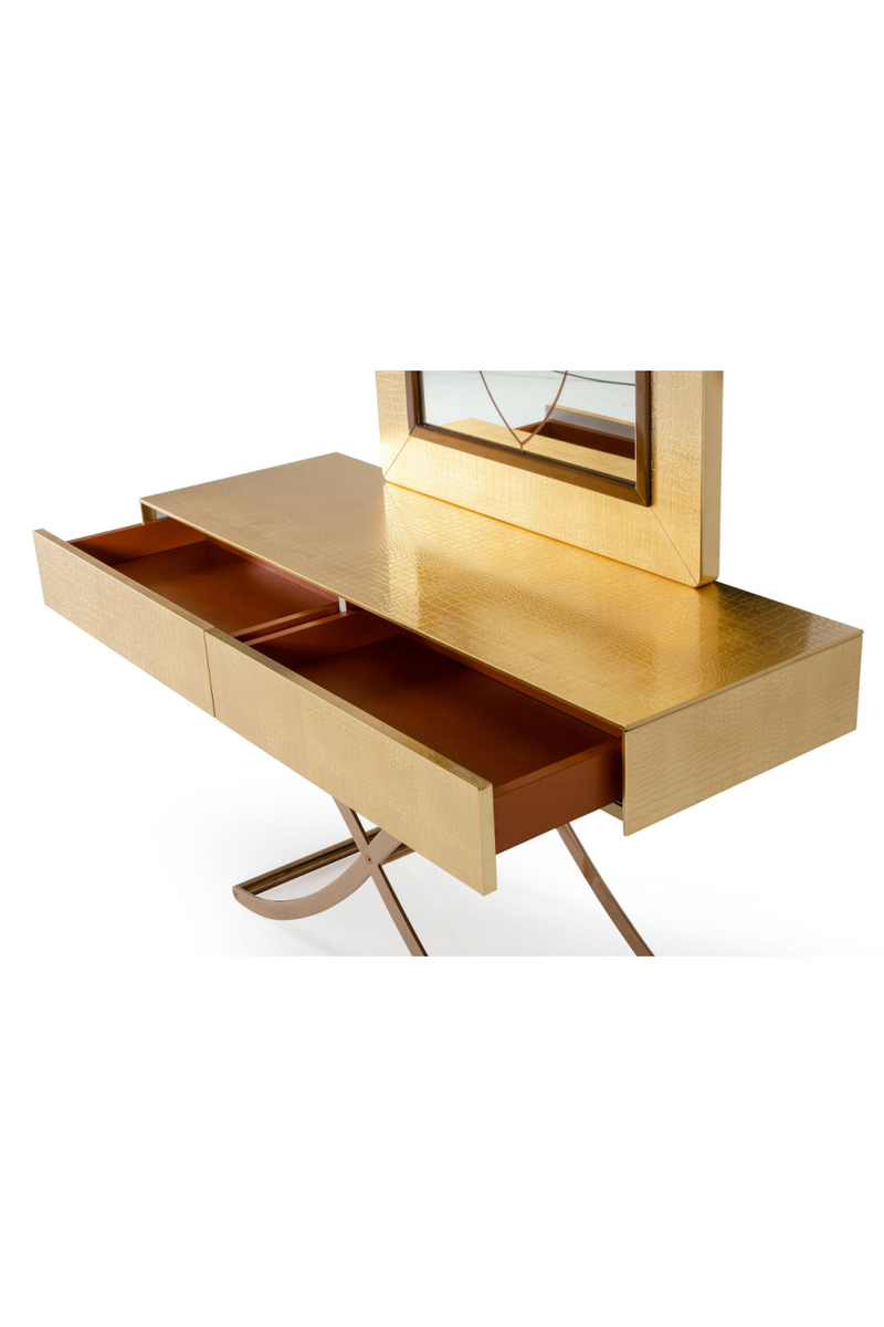 Gold Crocodile Mirror Console Table | OROA Modern Aversa | Oroatrade.com