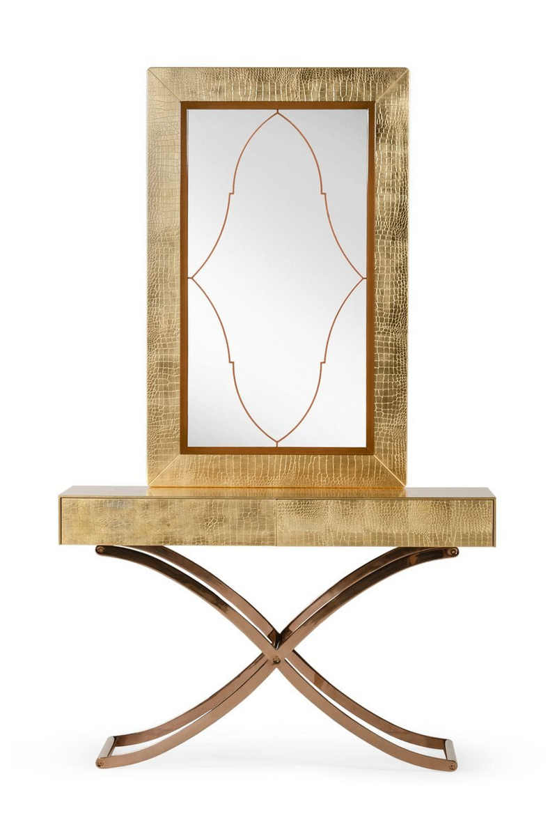 Gold Crocodile Mirror Console Table | OROA Modern Aversa | Oroatrade.com