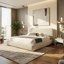 White Fluted Fabric Bed | OROA Modern Hortman
