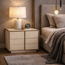 Beige Shagreen 2-Drawer Nightstand | OROA Modern Cartier