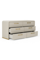 Beige Leatherette 6-Drawer Dresser | OROA Modern Florence | Oroatrade.com