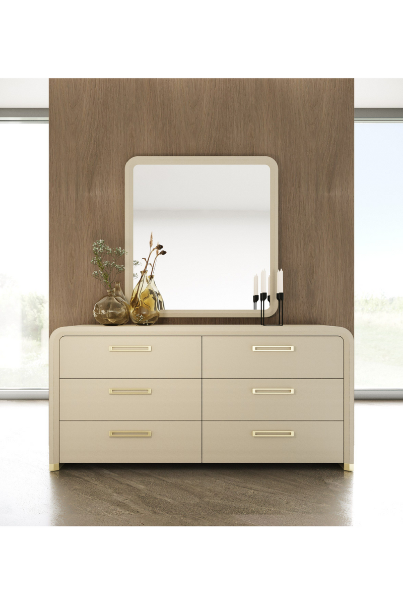 Beige Leatherette 6-Drawer Dresser | OROA Modern Florence | Oroatrade.com