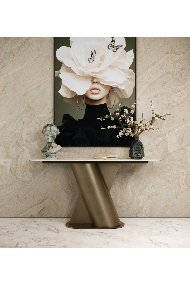 Travertine Bronze Console Table | OROA Modern Kiefer | Oroatrade.com