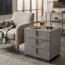 Gray Crackle 3-Drawer Nightstand | OROA Modern Buckley
