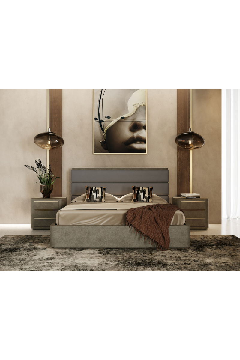 Beige Shagreen 3-Drawer Nightstand | OROA Modern Lois | Oroatrade.com