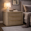 Beige Shagreen 3-Drawer Nightstand | OROA Modern Lois