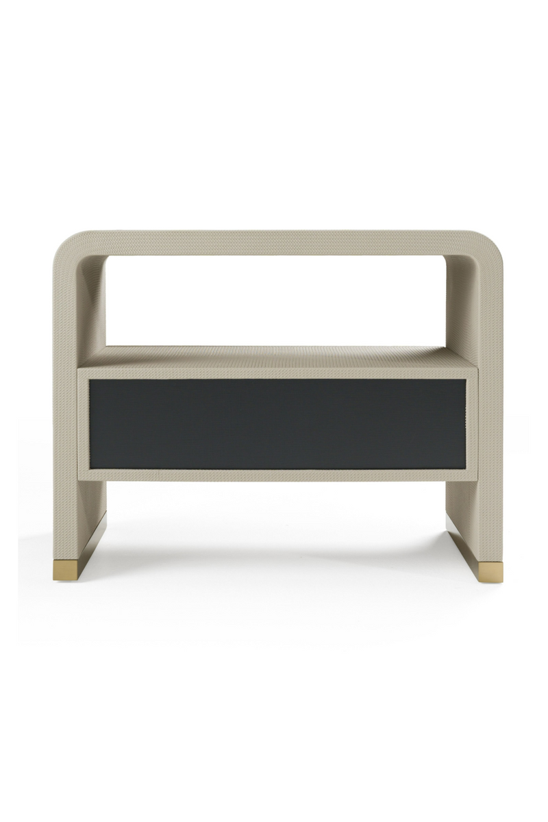 Beige Leatherette Nightstand | OROA Modern Florence | Oroatrade.com