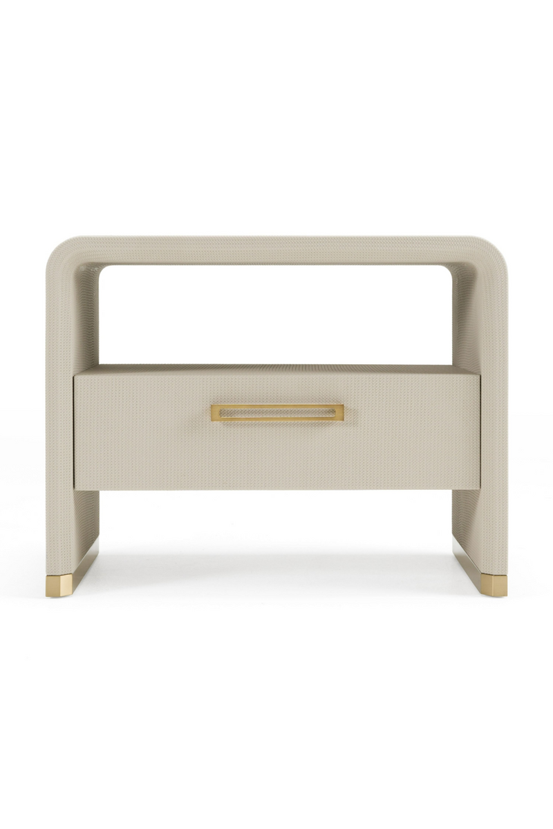 Beige Leatherette Nightstand | OROA Modern Florence | Oroatrade.com