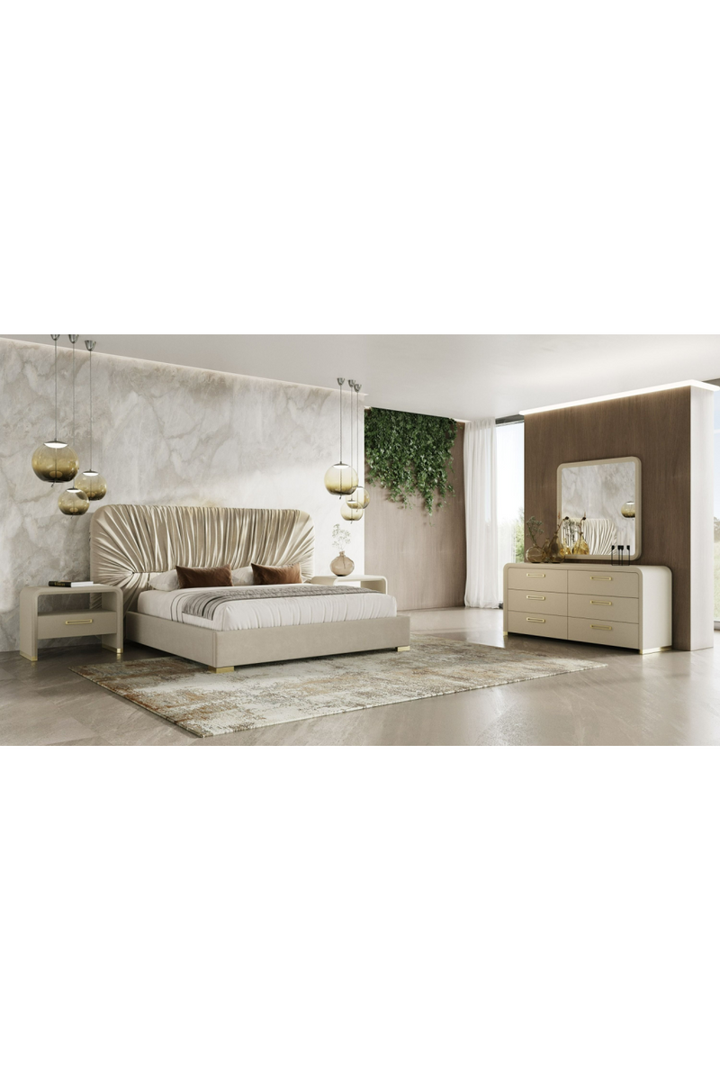 Beige Leatherette Nightstand | OROA Modern Florence | Oroatrade.com