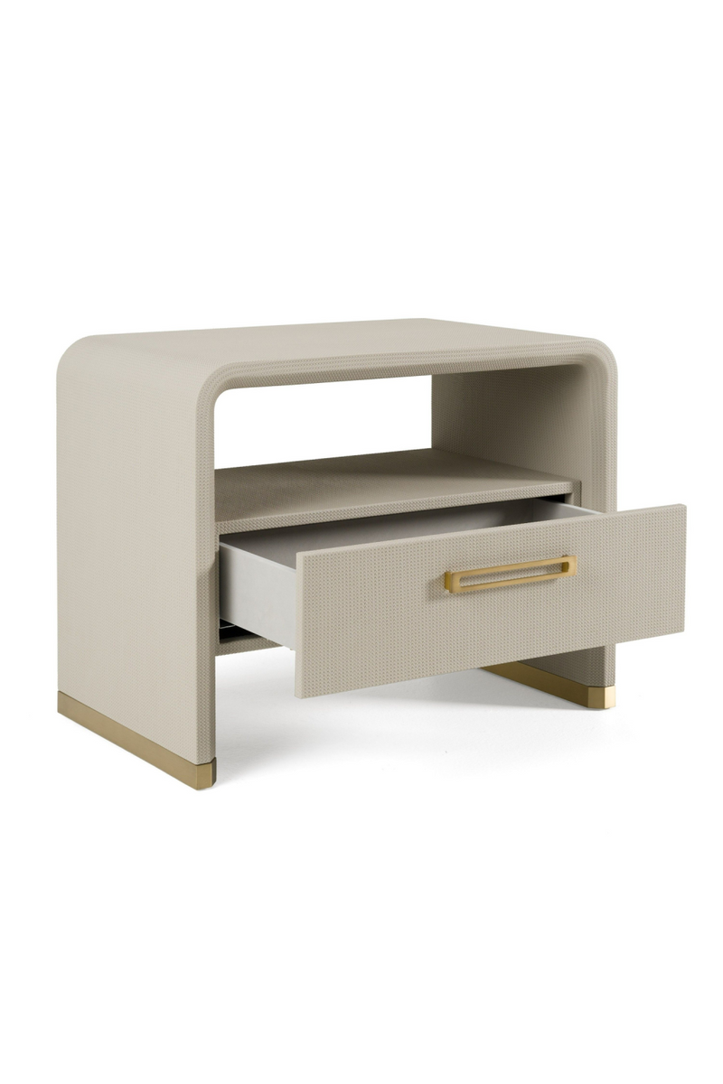 Beige Leatherette Nightstand | OROA Modern Florence | Oroatrade.com