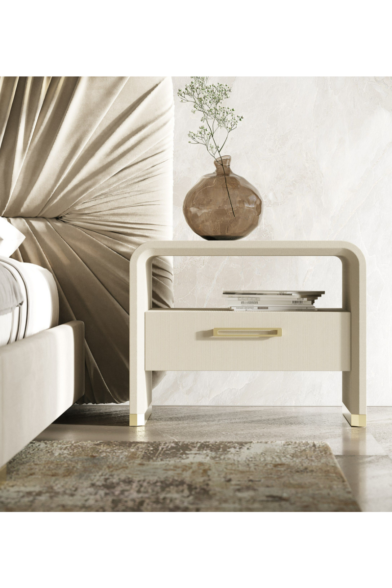 Beige Leatherette Nightstand | OROA Modern Florence | Oroatrade.com