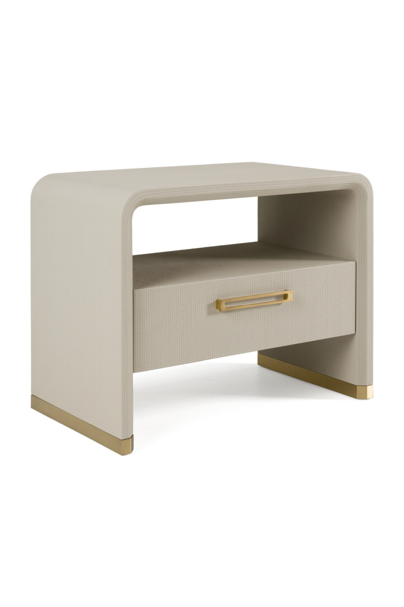 Beige Leatherette Nightstand | OROA Modern Florence | Oroatrade.com