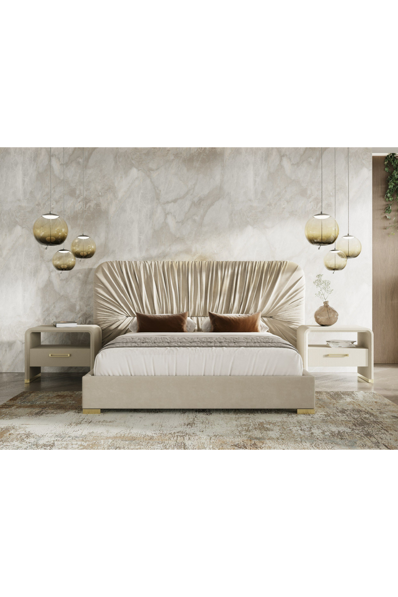 Beige Leatherette Nightstand | OROA Modern Florence | Oroatrade.com