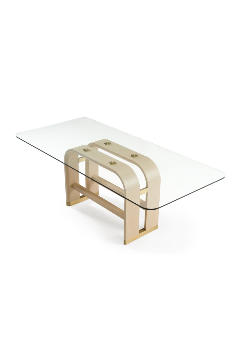 Oak Base Glass Dining Table | OROA Modern Florence | Oroatrade.com