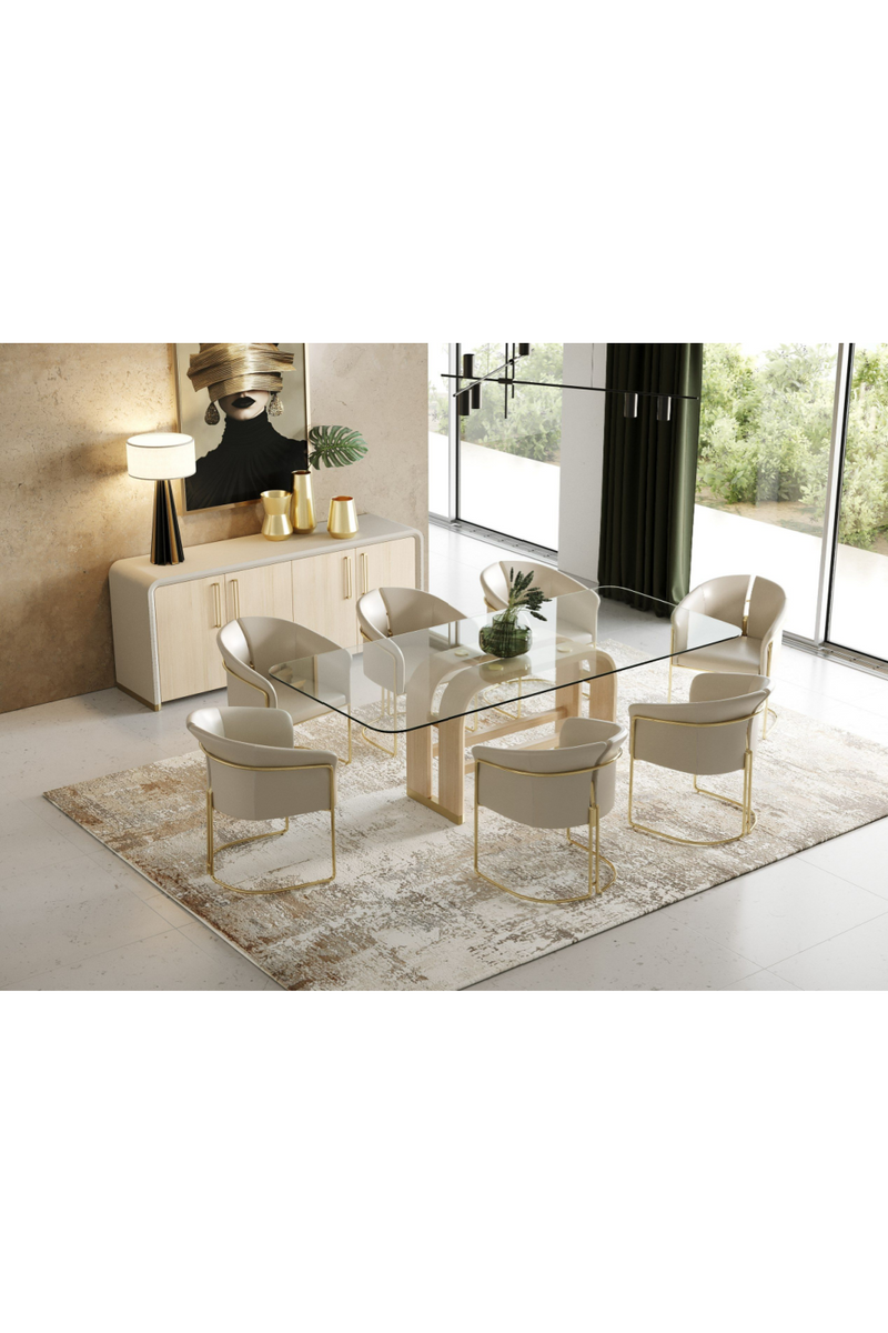 Oak Base Glass Dining Table | OROA Modern Florence | Oroatrade.com