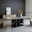 Hospitality furniture - Gray Brass Oval Dining Table - www.oroatrade.com