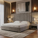 Gray Panel Headboard Queen Bed | OROA Modern Buckley