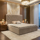 Tufted Beige Velvet Queen Bed | OROA Modern Moontide