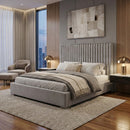 Gray Velvet King Platform Bed | OROA Modern Splendor