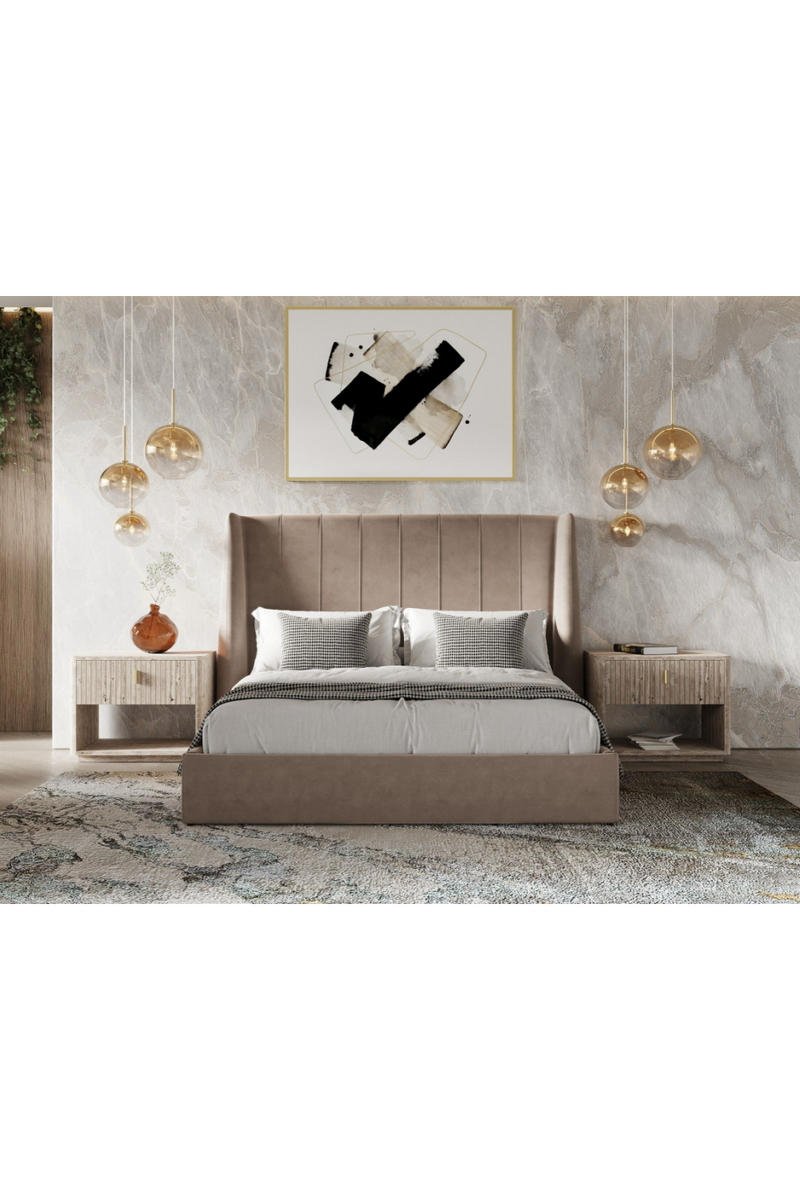 Taupe Microfiber Bed | OROA Modern Roma | Oroatrade.com