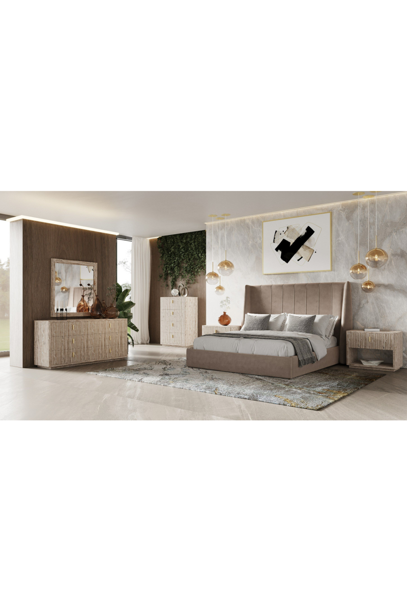 Taupe Microfiber Bed | OROA Modern Roma | Oroatrade.com