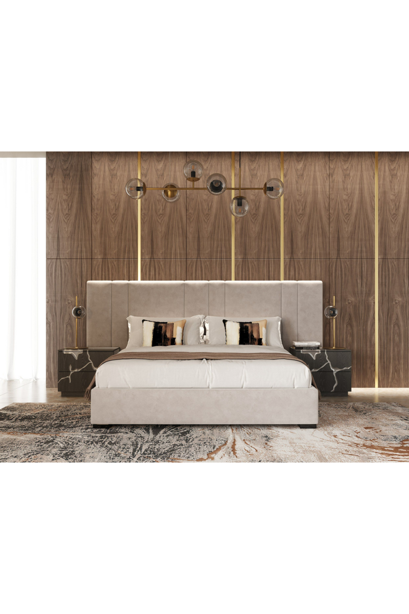 Beige Velvet Bed | OROA Modern Penelope | Oroatrade.com