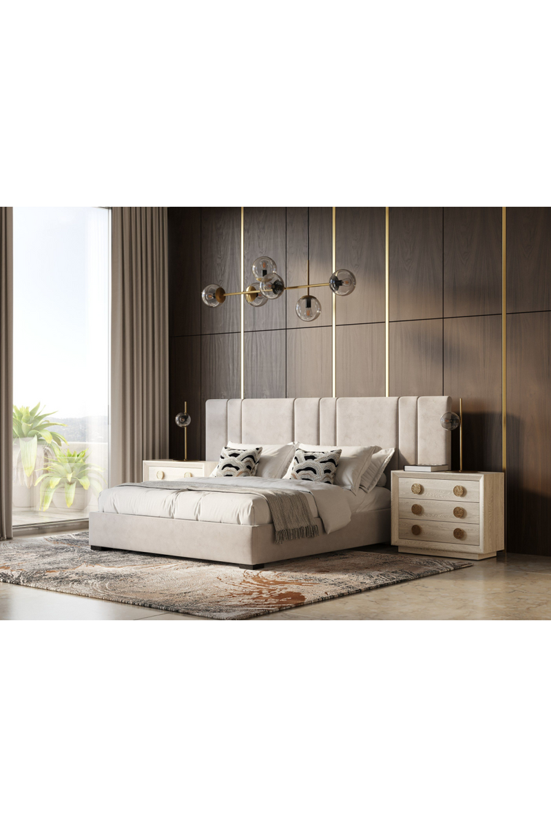 Beige Velvet Bed | OROA Modern Penelope | Oroatrade.com