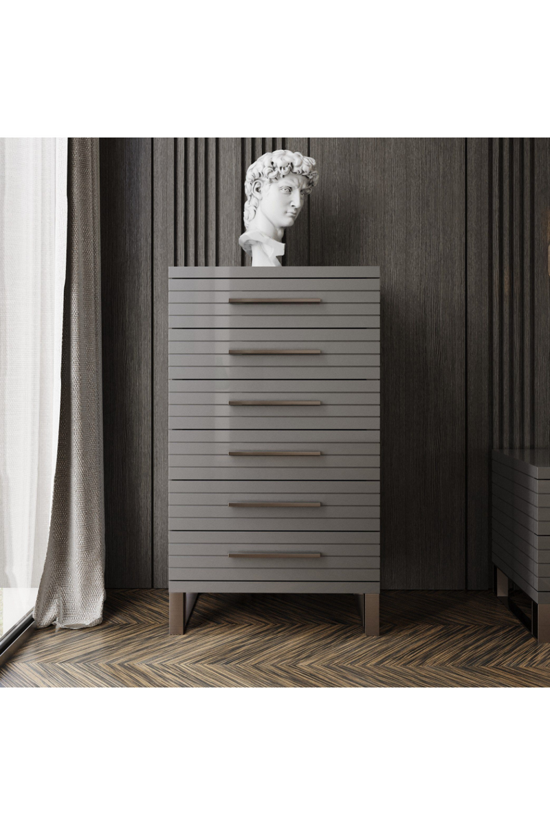 Gray Slatted 6-Drawer Chest | OROA Modern Splendor | Oroatrade.com