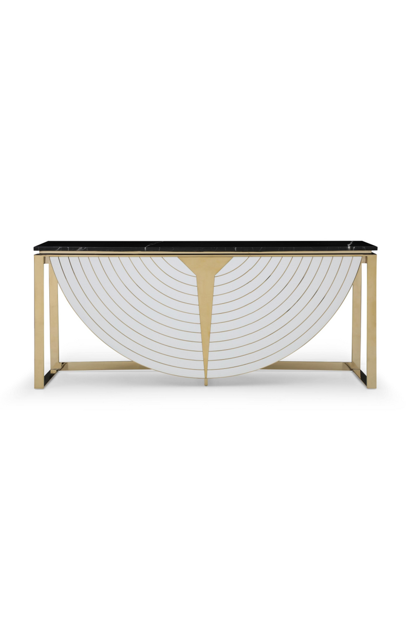 Gold-Framed Black Marble Console | OROA Modern Flavio | Oroatrade.com