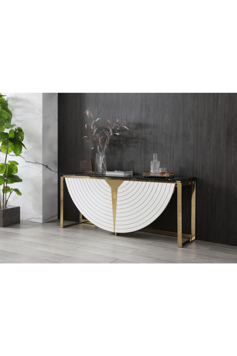 Gold-Framed Black Marble Console | OROA Modern Flavio | Oroatrade.com