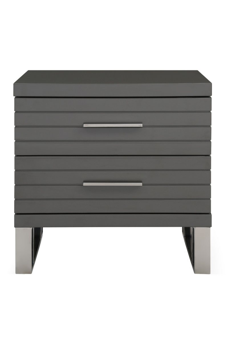 Gray Slatted 2-Drawer Nightstand | OROA Modern Splendor | Oroatrade.com