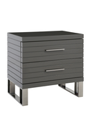 Gray Slatted 2-Drawer Nightstand | OROA Modern Splendor | Oroatrade.com
