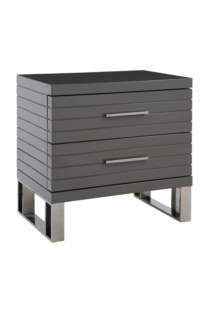 Gray Slatted 2-Drawer Nightstand | OROA Modern Splendor | Oroatrade.com