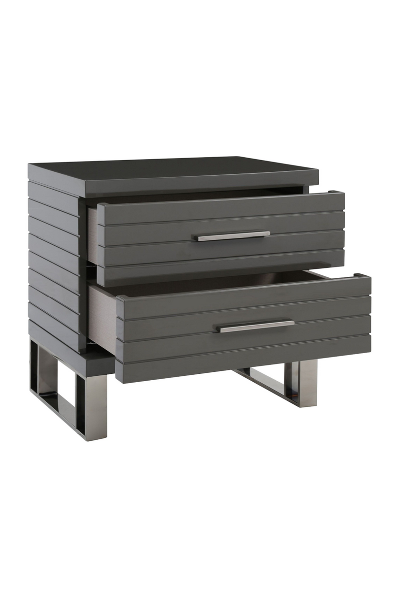 Gray Slatted 2-Drawer Nightstand | OROA Modern Splendor | Oroatrade.com