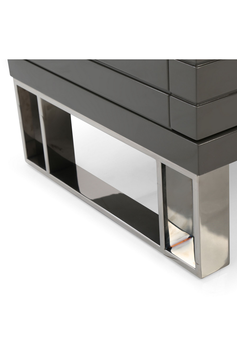 Gray Slatted 2-Drawer Nightstand | OROA Modern Splendor | Oroatrade.com