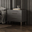 Gray Slatted 2-Drawer Nightstand | OROA Modern Splendor