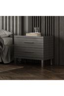 Gray Slatted 2-Drawer Nightstand | OROA Modern Splendor | Oroatrade.com