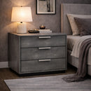 Dark Shagreen 3-Drawer Nightstand | OROA Modern Dynasty