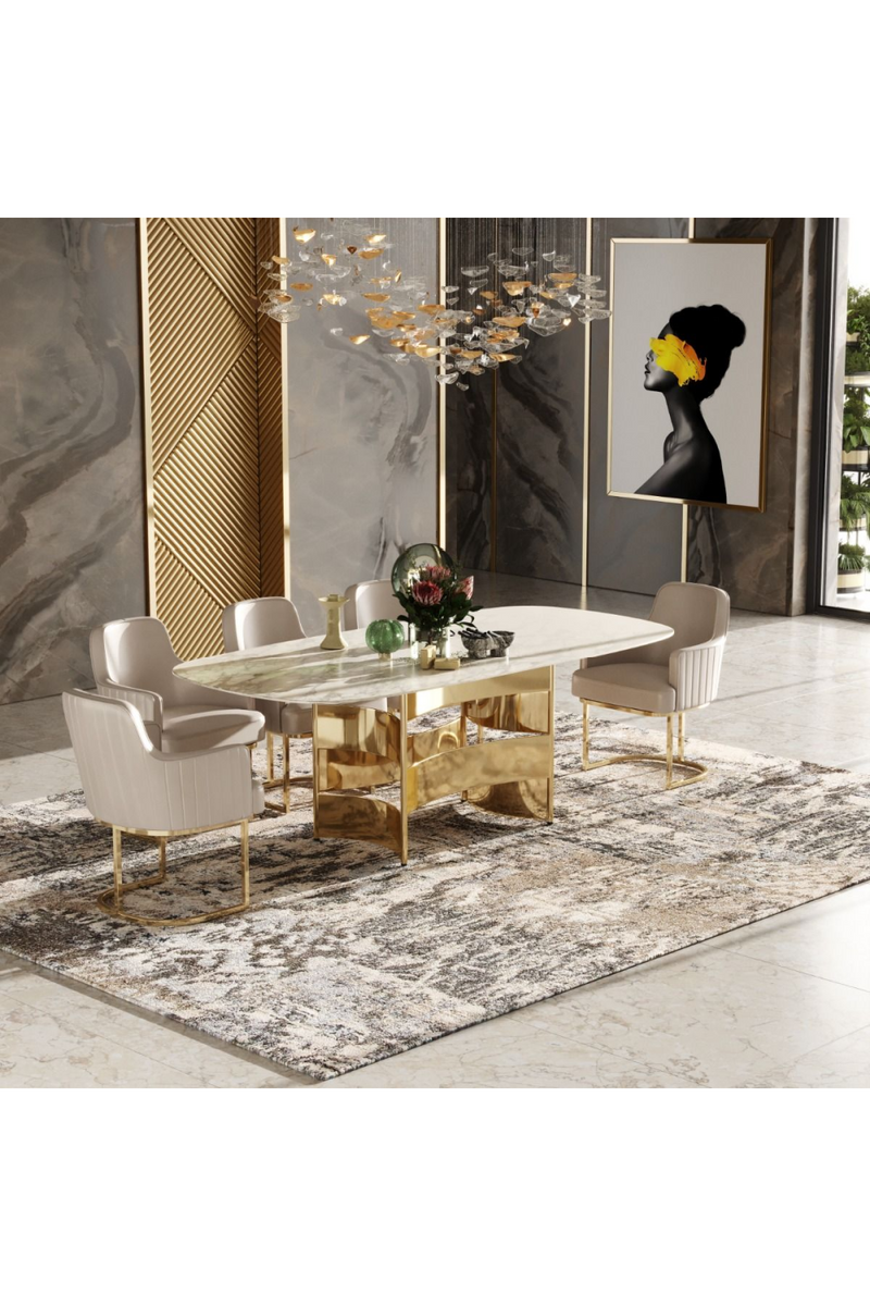 White Marble Gold Dining Table | OROA Modern Marmot | Oroatrade.com
