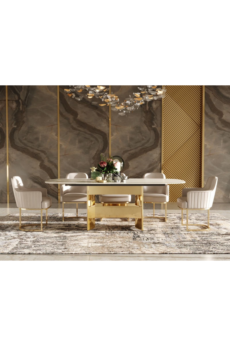 White Marble Gold Dining Table | OROA Modern Marmot | Oroatrade.com