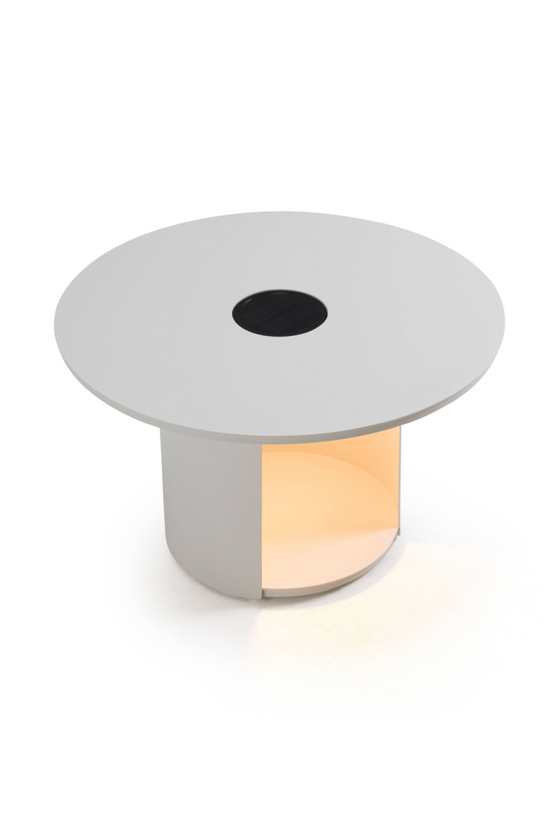 Outdoor White End Table with Solar Light M | OROA Modern Onza | Oroatrade.com