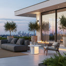 Outdoor White End Table with Solar Light M | OROA Modern Onza