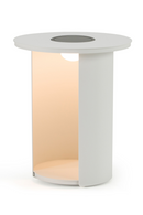 Outdoor White End Table with Solar Light S | OROA Modern Onza | Oroatrade.com
