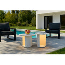 Outdoor White End Table with Solar Light S | OROA Modern Onza