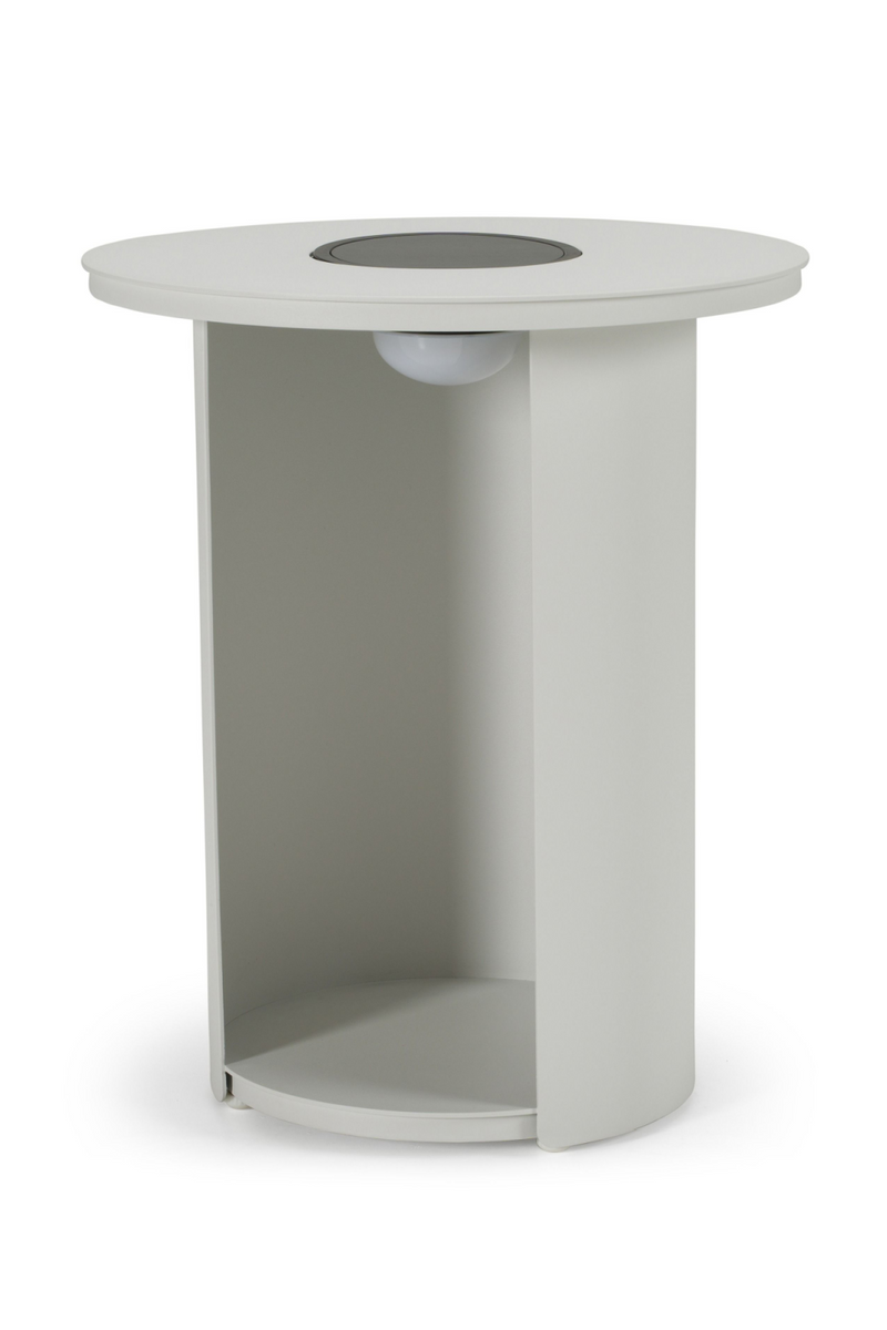 Outdoor White End Table with Solar Light S | OROA Modern Onza | Oroatrade.com